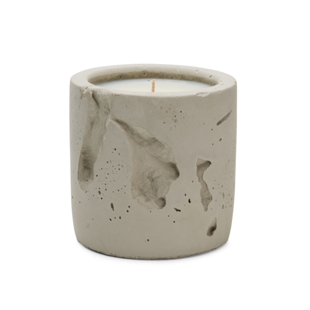 close-up of handmade concrete vessel texture